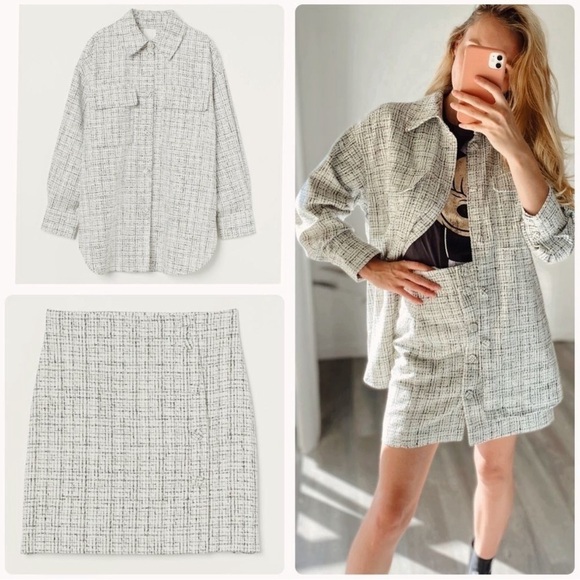 2 Piced - H&M Overshirt Jacket and Skirt Boucle - Picture 1 of 7